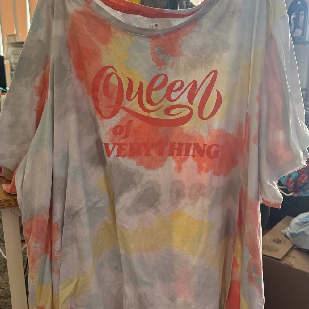 3XL Plus Size Tie-Dye 'Queen of Everything' Pajama Set